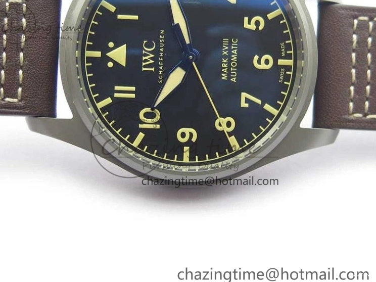 MIROTIME 0323 Mark XVIII IW327006 Titanium V7F 1:1 Best Edition Black Dial on Brown Leather Strap A Attractive 7080